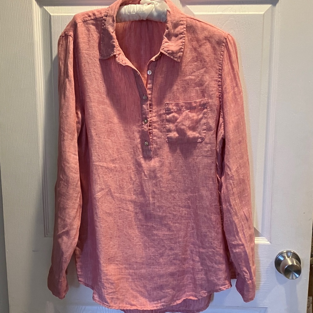 Long Sleeve Button-Up Tunic Shirt